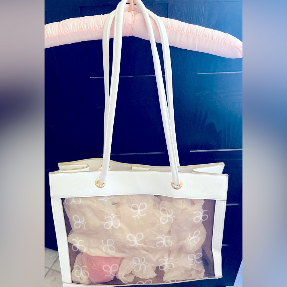 Arbonne 2018 GTC White Mesh Gold Beach Tote Bag Purse